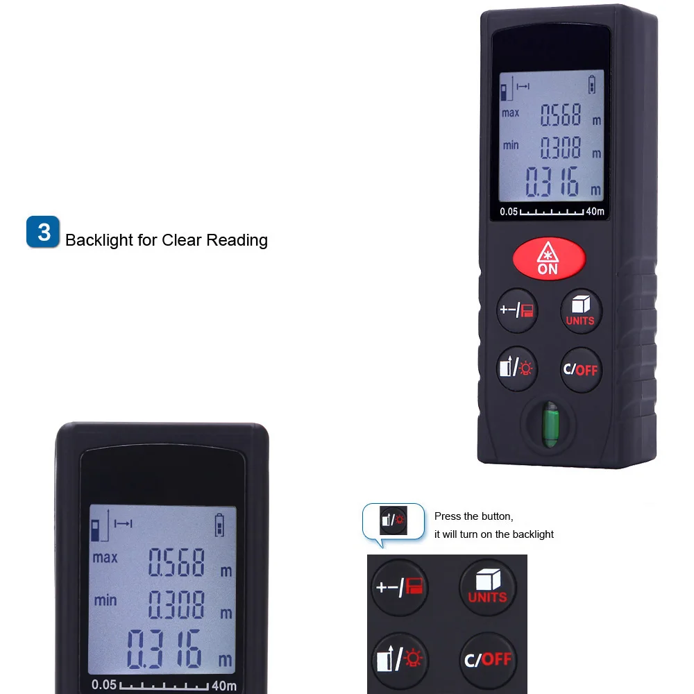 40/60/80 м лазерный дальномер цифровой область измерения объема прибор линейка тест