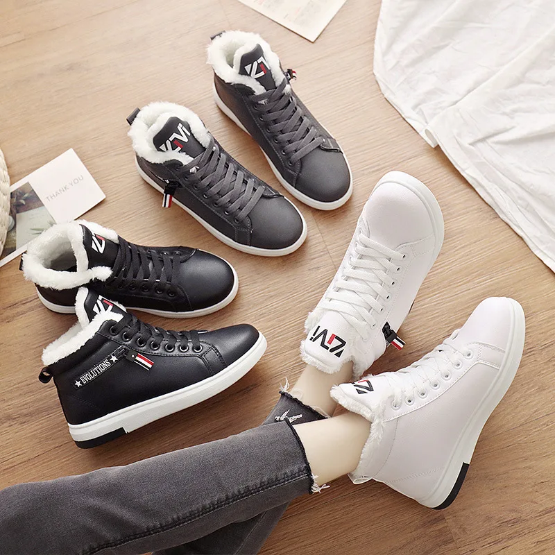 Women Sneakers 2018 Winter Shoes Basket Femme Plus Size Pu Plush Warm Vulcanized Designer Fashion | Обувь