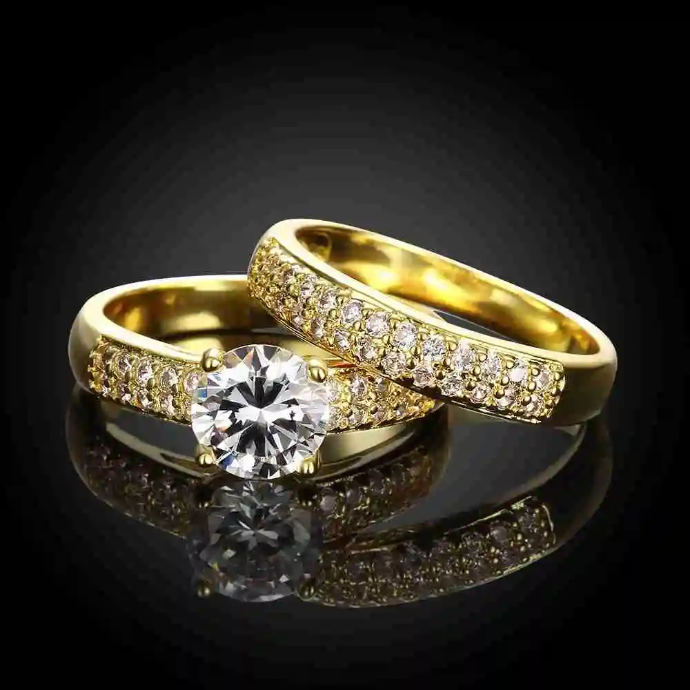 Kiteal New Jewelry Pair Ring Set Gold/silver Color DIY Couple Rings Female For Women Bridal Alliance US Size | Украшения и