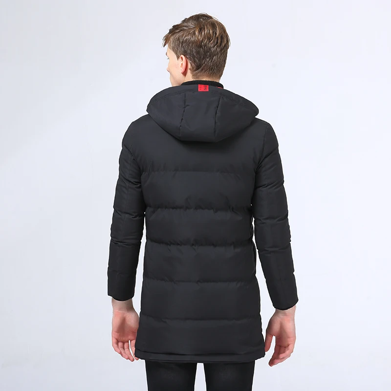 POSSO Mens stylish parka winter warm puffer jacket quilted zipper hooded thick outwear men long coat with knitted hat | Мужская одежда