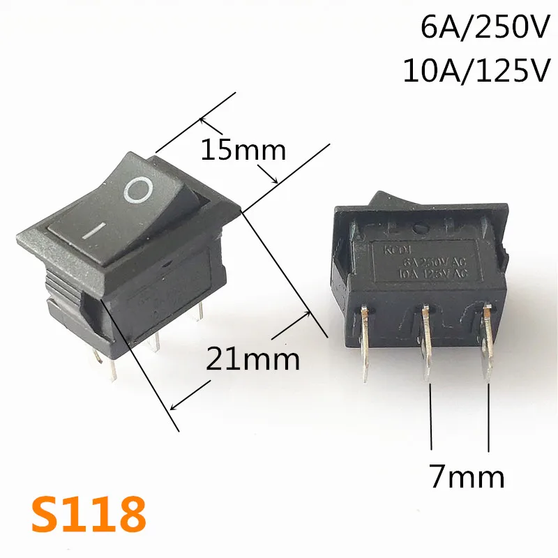 S118 SPST KCD1 2PIN 3PIN вкл/выкл круглая/квадратная лодка кулисный переключатель DC AC 6A/250V Автомобильная приборная панель пластиковый переключатель дропшиппинг - Цвет: S118
