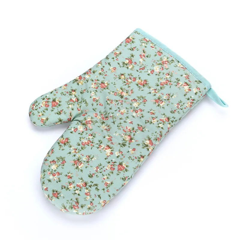 Blue Floral Одна пара домашняя термоустойчивая микроволновая печь перчатки для барбекю рукавица кухонная решетка - Цвет: Blue Floral