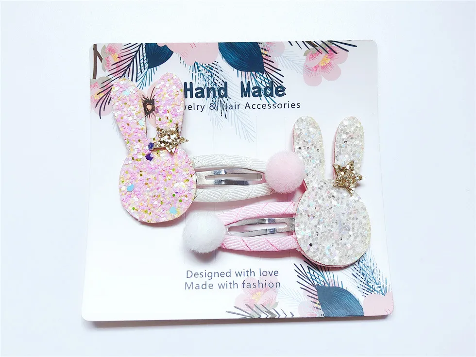 1 комплект модные милые блестящие заколки с кроличьими звездами защелкивающиеся