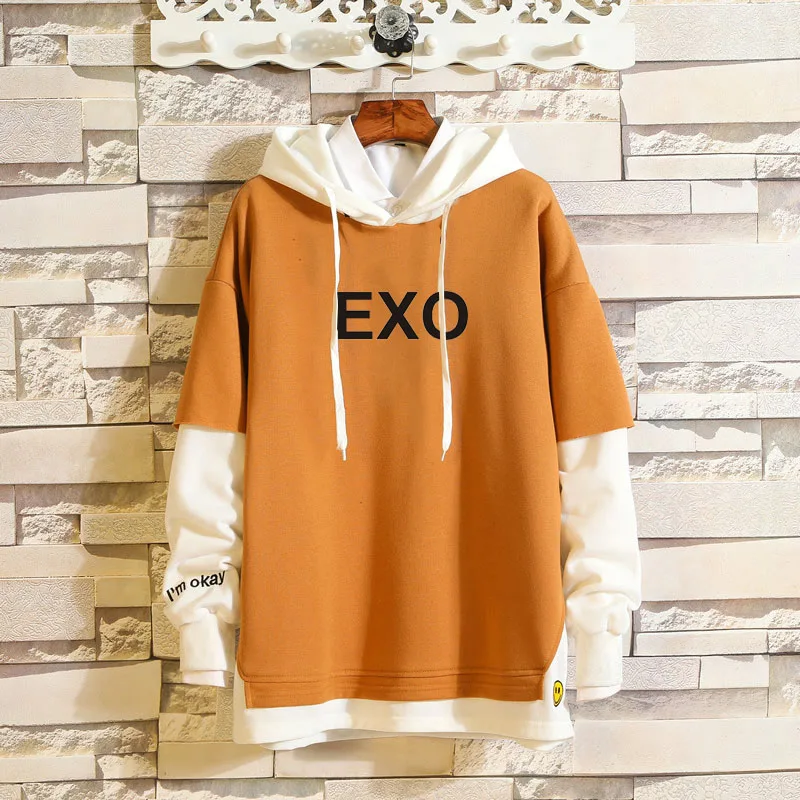 Harajuku модные негабаритные толстовки с капюшоном EXO Kpop Толстовка EXO WE ARE ONE K Pop одежда пуловеры топы хип хоп Уличная 5XL - Цвет: orange 2