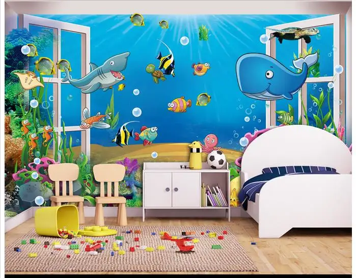 Пользовательские фотообои 3d фрески обои подвесной подводный мир Мультфильм