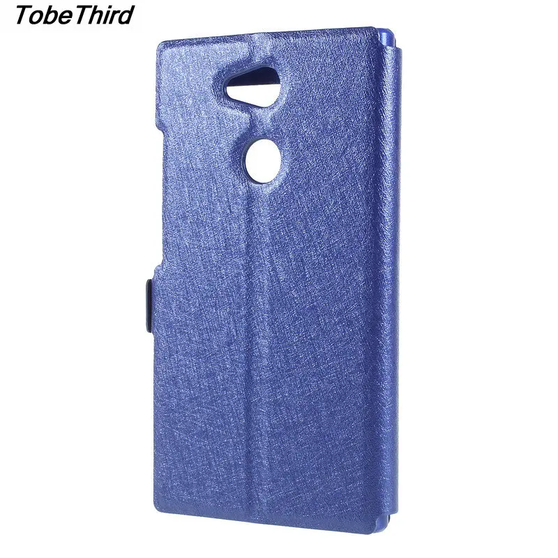 Tobethird для Sony L2 случае Шелковый зерна Dual View Окно Кожа магнитных флип чехол телефона