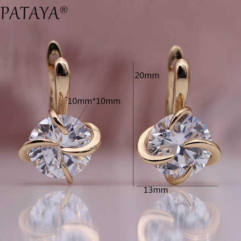 Женские круглые серьги подвески PATAYA большие из розового золота 585 пробы с