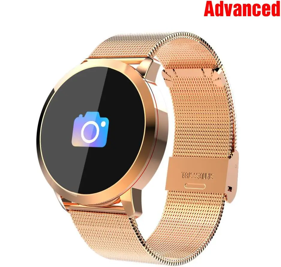 Advance-Golden Diggro Q8, водонепроницаемые, OLED, Bluetooth, фитнес, Смарт-часы, нержавеющая сталь, носимое устройство, умные часы, наручные часы для мужчин и женщин, трекер - Цвет: Advance-Golden