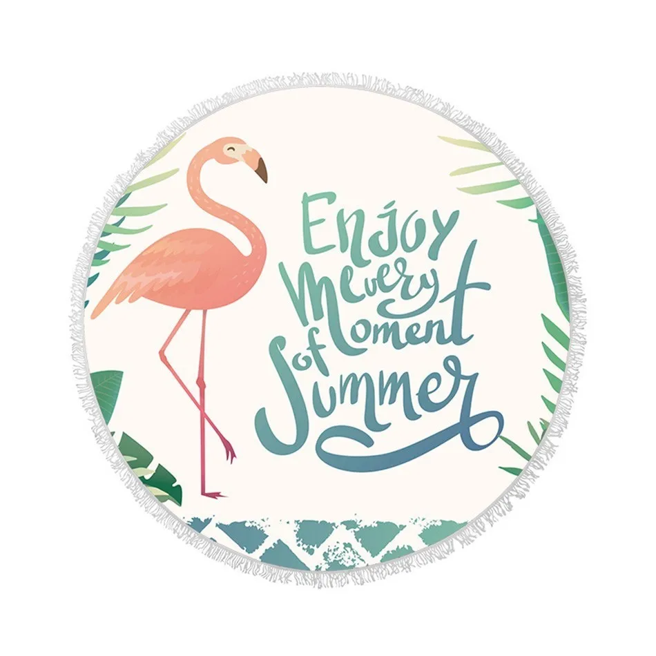 Summer Large Flamingo Beach Towel Animal Fruit Printed Thicken Bath Trip Round Cotton Towels |