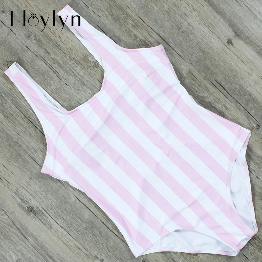 Сексуальный женский купальник в розовую полоску Floylyn пуш ап летняя пляжная