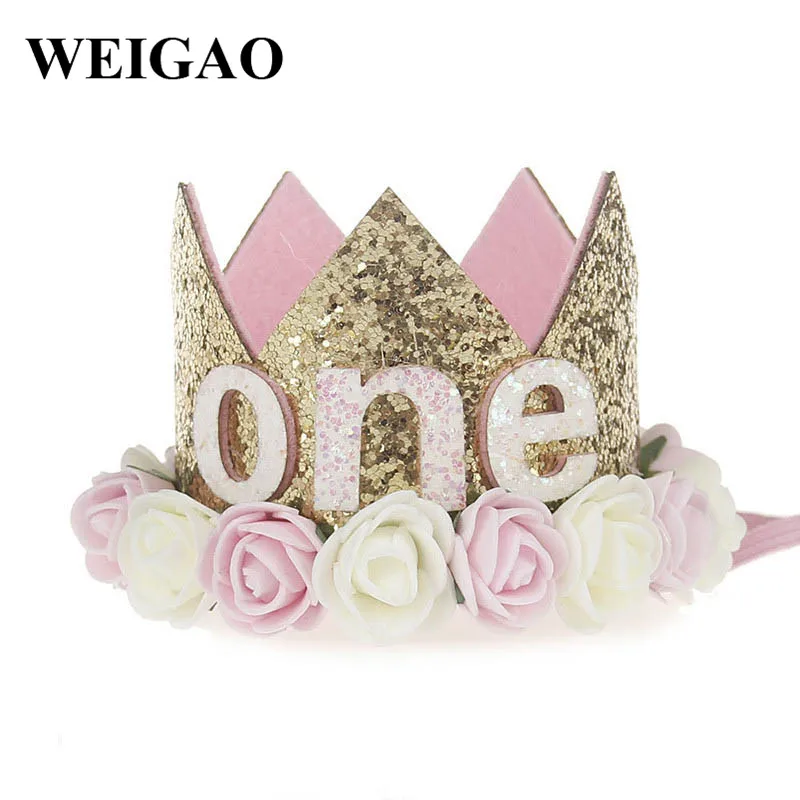 One Crown WEIGAO 40 дюймов номер 1 Воздушные шары розовое золото один год баллон для маленьких мальчиков и девочек первый день рождения первый год День рождения воздушные шары - Цвет: One Crown