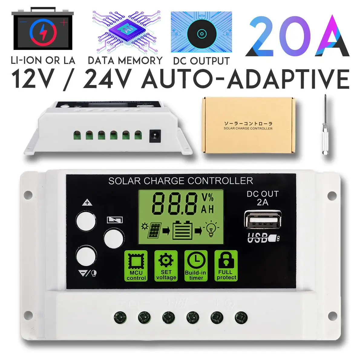 Controller 20A LEORY 20 Вт 14 в 1.5A солнечная панель ячеек пластина гибкое солнечное зарядное устройство для автомобильного аккумулятора с 10A 20A 30A контроллер солнечного заряда - Цвет: Controller 20A