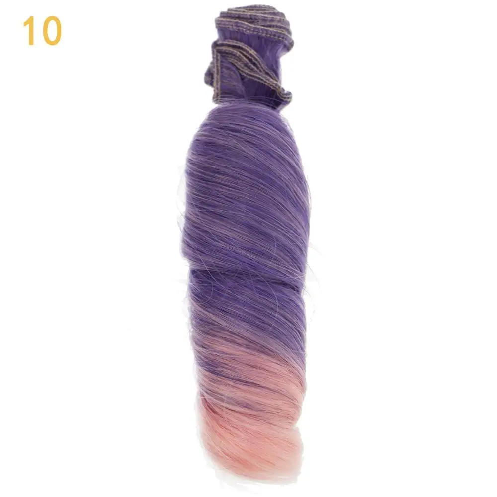 Color 10 1X DIY аксессуары 15 см* 100 см длинные волнистые кудрявые куклы градиент цвета парик волос для 1/3 1/4 1/6 1/12 SD BJD куклы парики - Цвет: Color 10