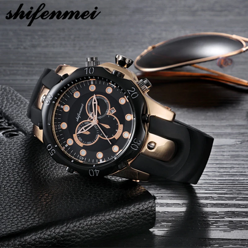 SFMEI S1073 Gold Men Luxury Quartz Watch 3ATM Water Resistant Wrist Original Brand Watches for Big Wrists | Наручные часы