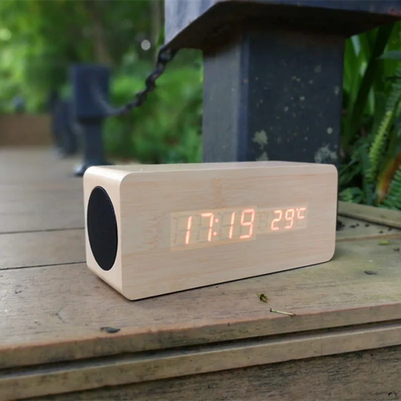 Контроль звуков температуры LED дисплей Будильник классический настольный радио