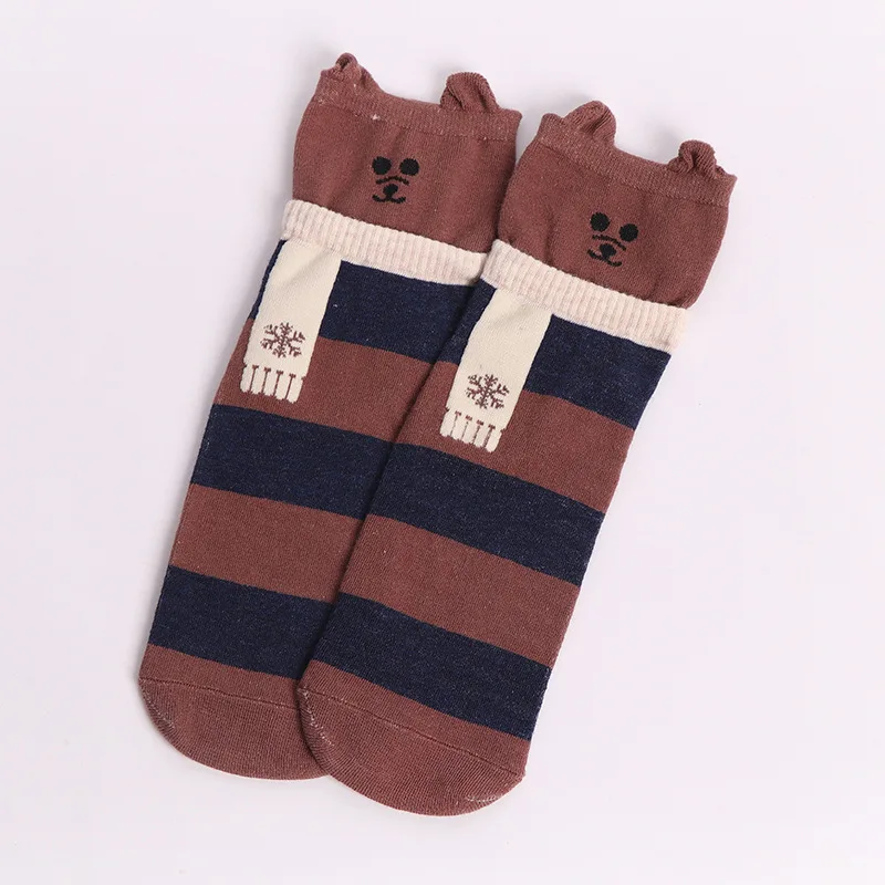 as picture YSMILE Y/модные носки с рисунками животных из мультфильмов осенне-зимние милые носки без пятки с ушками украшение для шарфа индивидуальные носки для девочек - Цвет: as picture