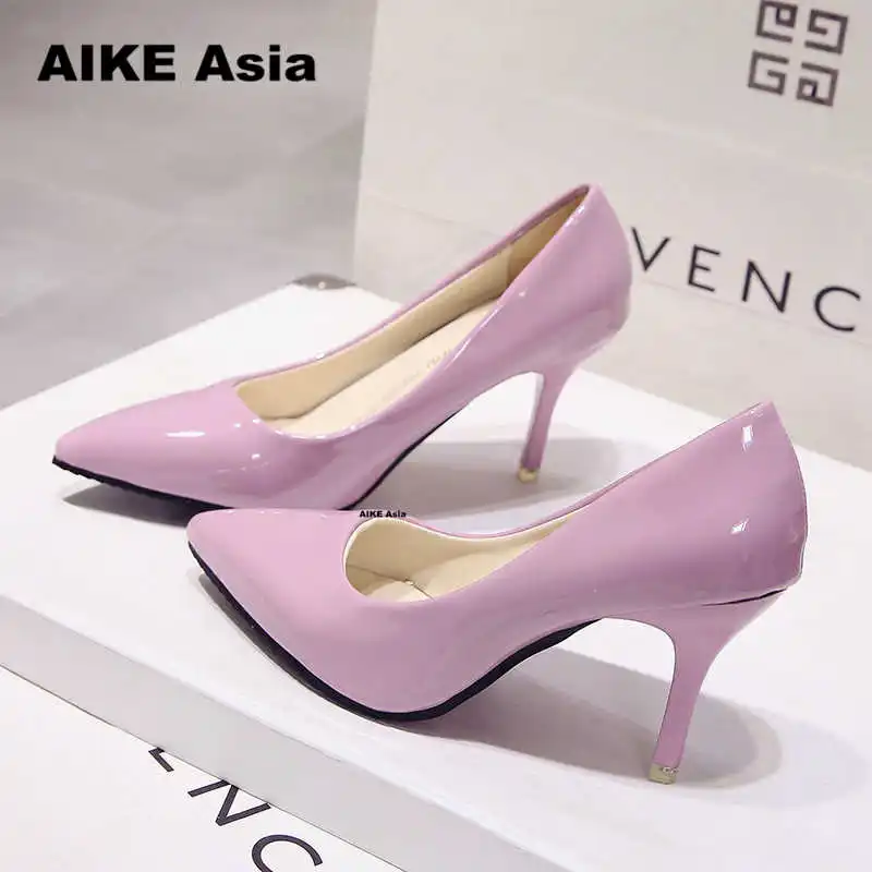 Pink 7CM Популярные женские туфли-лодочки женские свадебные туфли с острым носком на высоком каблуке; сезон весна-осень пикантная обувь на высоком каблуке для женщин;#9588 - Цвет: Pink 7CM