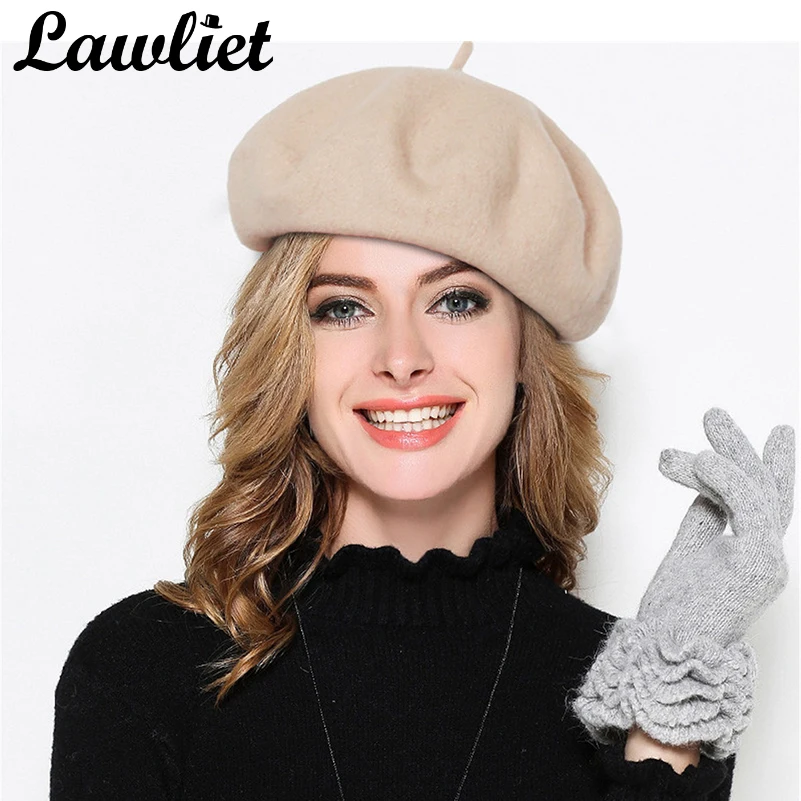 Lawliet, берет из чистой шерсти, шапка, Осень-зима, женский берет, кепка, регулируемый плоский верх, Франция, Повседневная Кепка, женская кепка