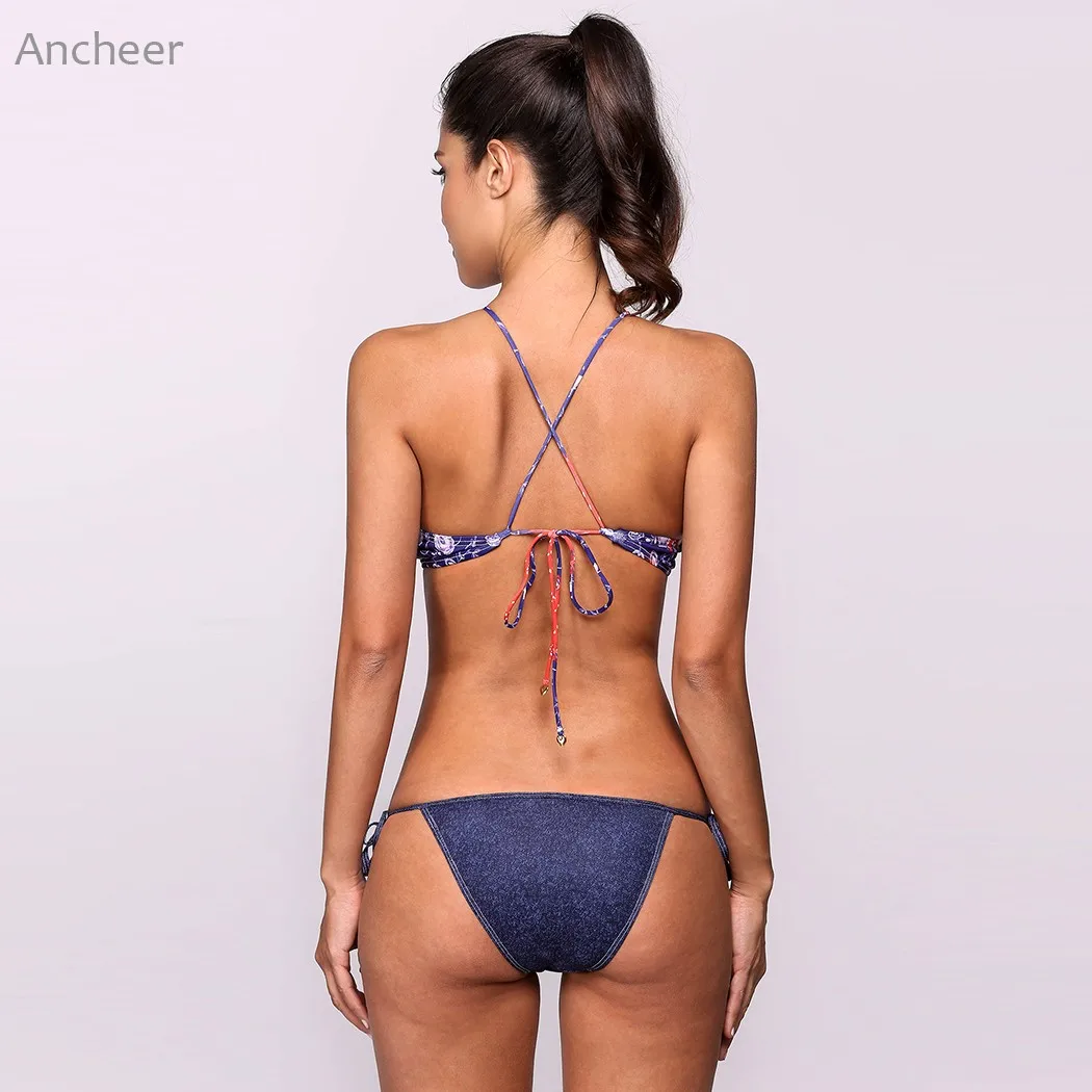 Бренд 2017 новый комплект бикини сексуальный женский купальник низкая талия
