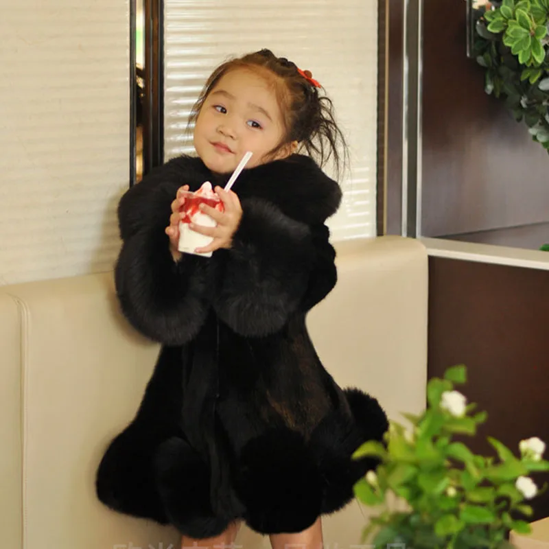 Осенне зимнее пальто с искусственным мехом для девочек детская верхняя одежда