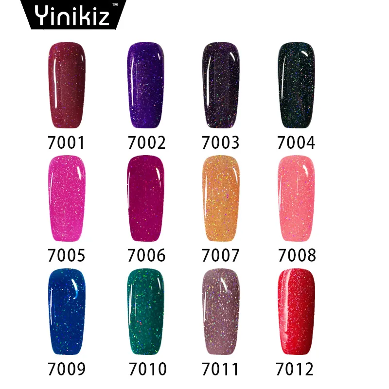 Yinikiz блеск Радужный УФ-гель для ногтей Esmaltes лак для ногтей длительное покрытие верхнее покрытие основа для дизайна ногтей набор