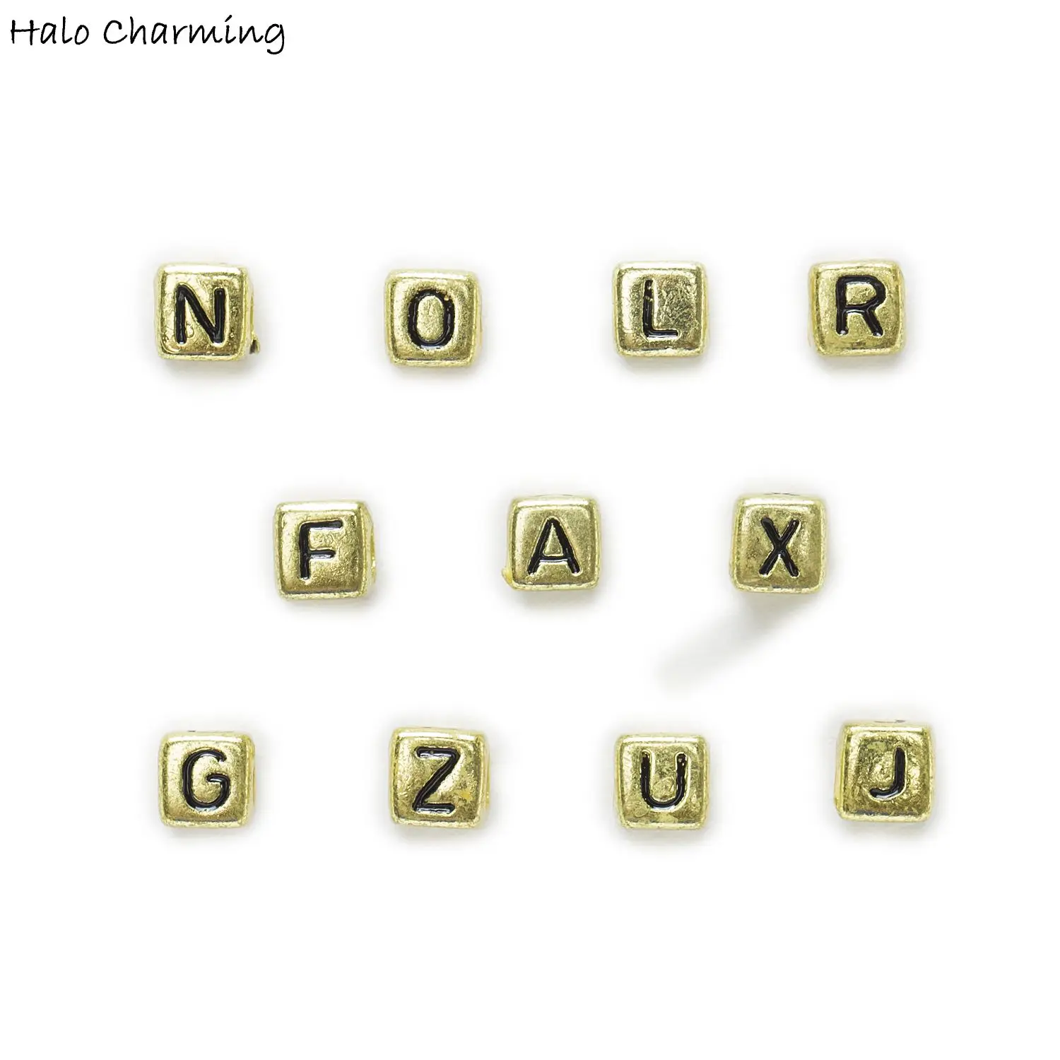 

100 Piece Gold Color Random Mixed Square Acrylic Spacer Women Children DIY Bracelet Necklace Alphabets Letter Beads 6mm