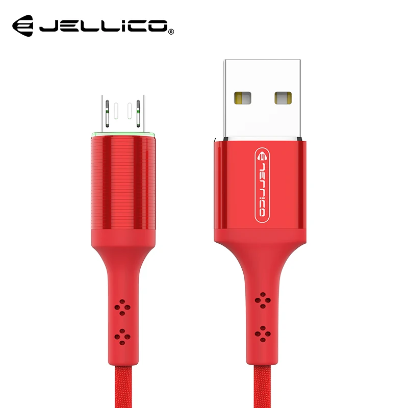 Jellico светодиодный микро USB кабель для телефона samsung USB кабель для Xiaomi huawei Быстрая зарядка кабель для передачи данных для мобильного телефона - Цвет: Red
