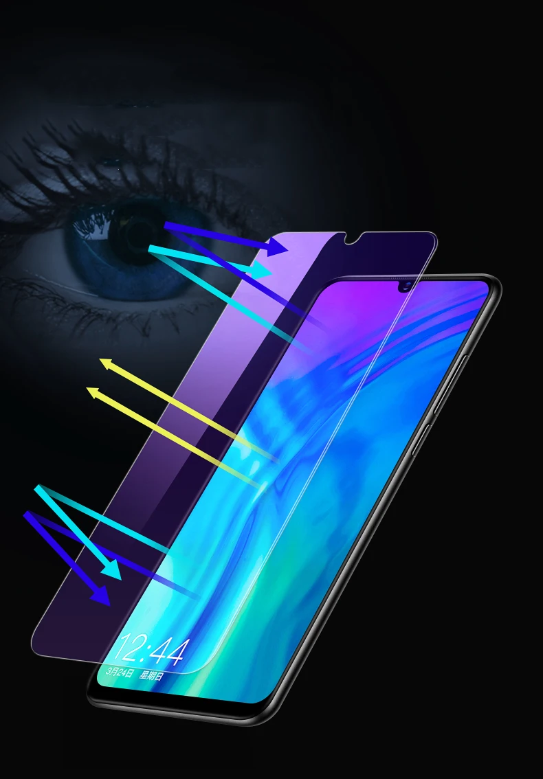 2 шт Полное закаленное стекло для Honor 10i 8A Pro 20 Lite анти-синий луч 9H Защитная пленка для экрана для huawei Y6 Y7 на Honor10i
