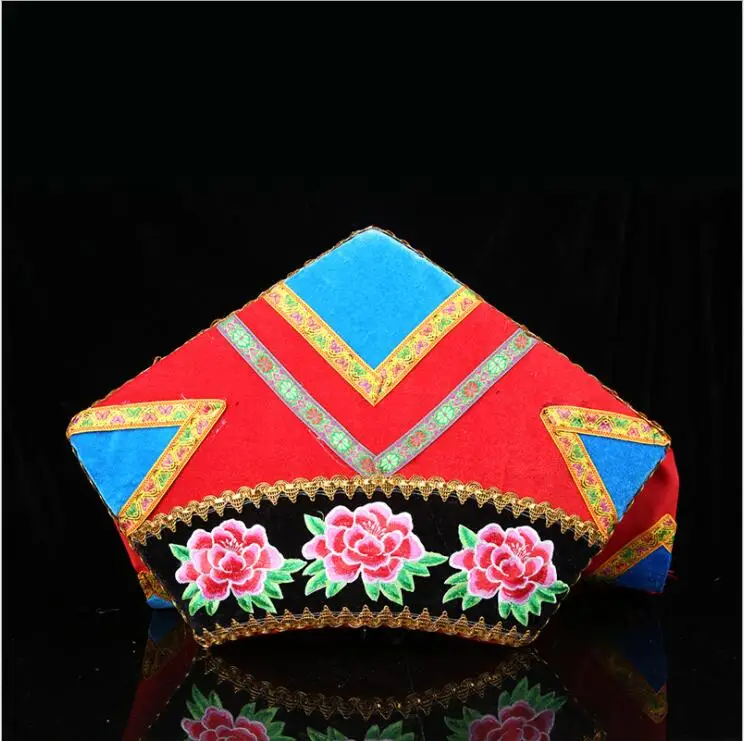 

GuangXi Region Zhuang Nationality women's Traditonal dance costumes China ethnic minorities Zhuang Outfit Hat + Jacket + Skirt