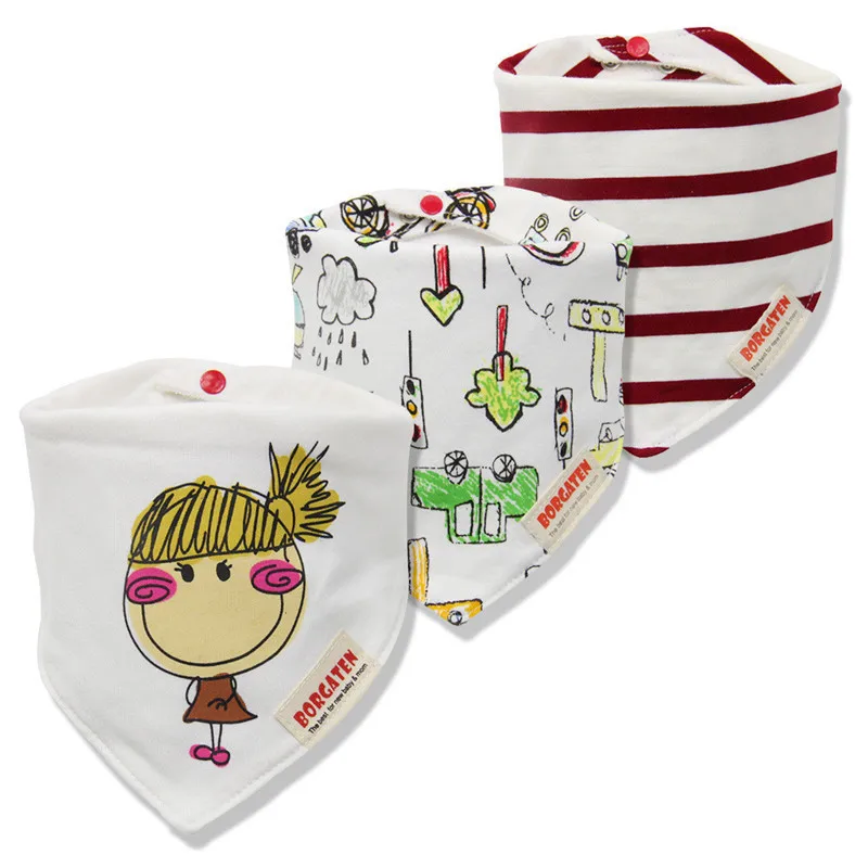 3 шт./лот, детские нагрудники, бандана, хлопок, высокое качество, Babadores Para Bebe, слюнявчик для младенцев, полотенце для мальчиков и девочек