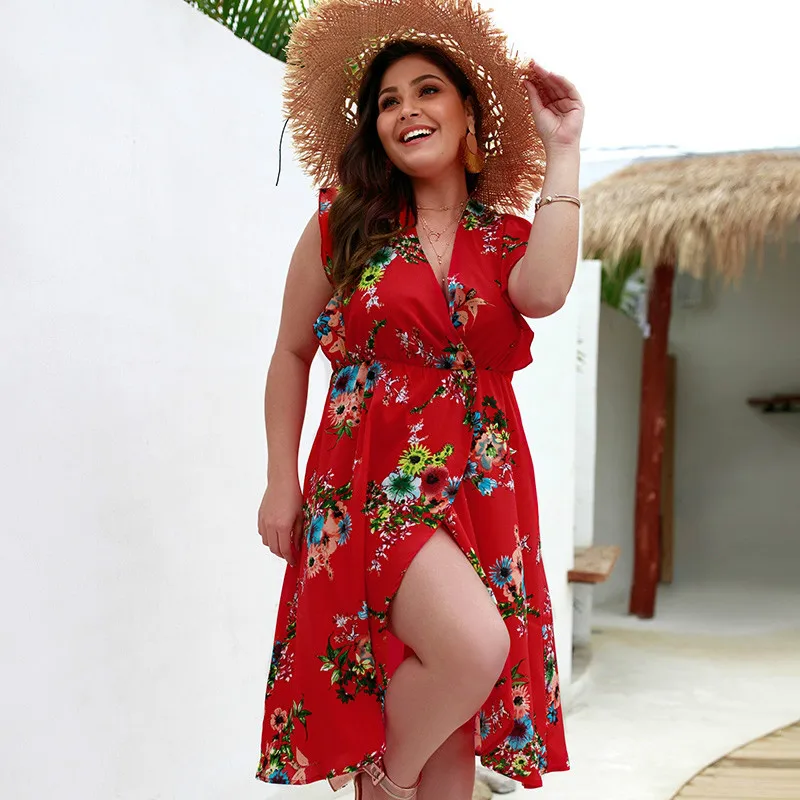 Женское богемное платье с цветочным принтом сексуальное женское в стиле бохо