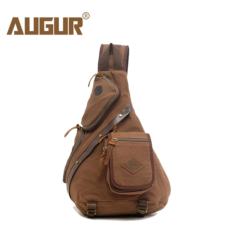 

AUGUR Man Shoulder Bag Men's Canvas Messenger Bags Chest Sling Bag Male Casual Travel Military Larger Sling Chest pack Bag