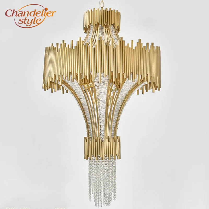

Large Big Crystal Chandelier Lighting LED Cristal Chandeliers Staircase Hanging Light Home Hotel Restaurant Lighting Fixture