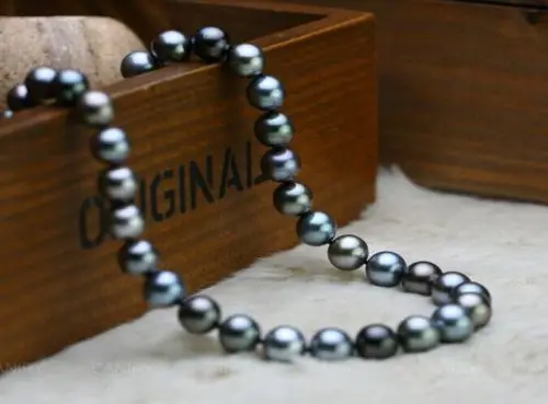 

Jew2413 stunning11-12mm tahitian peacock green multicolor pearl necklace 18inch AAA