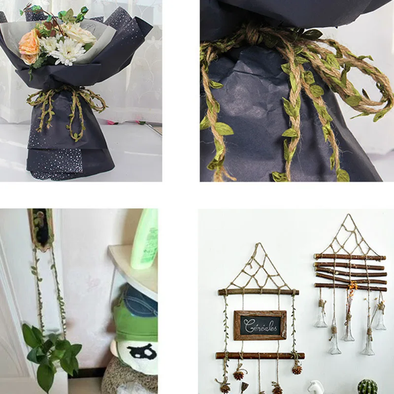 2019 New 10M DIY Leaf Rope Natural Hessian Jute Wedding Decoration Twine Burlap Ribbon Craft Vintage Home Party Decor | Дом и сад