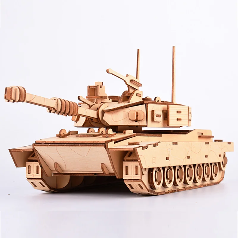 M1 Main Battle Tank 3D DIY деревянная игрушка-головоломка военная серия M1 основной боевой танк модель автомобиля набор креативные собранные игрушки-пазлы подарки для детей - Цвет: M1 Main Battle Tank