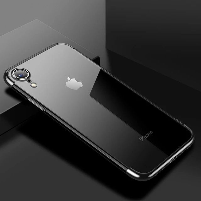 Black Мягкий ТПУ чехол для iPhone X 11 pro чехол для iPhone 6S 6 8 7 Plus XR XS Max Анти-Царапины гальванический защитный чехол для телефона - Цвет: Black