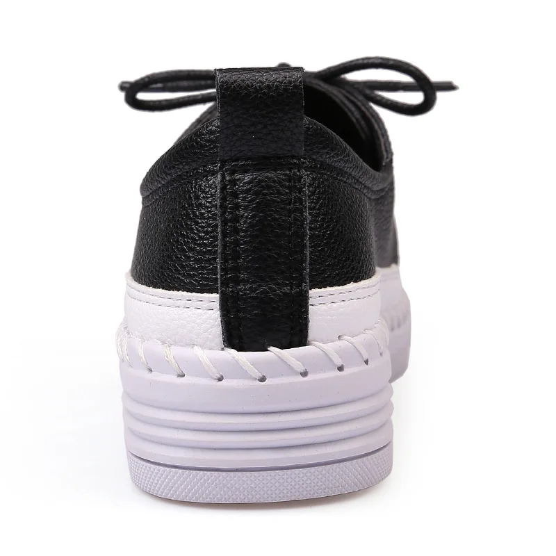 Микрофибра кожа маленькие белые туфли Женская прошитая обувь на подошве из