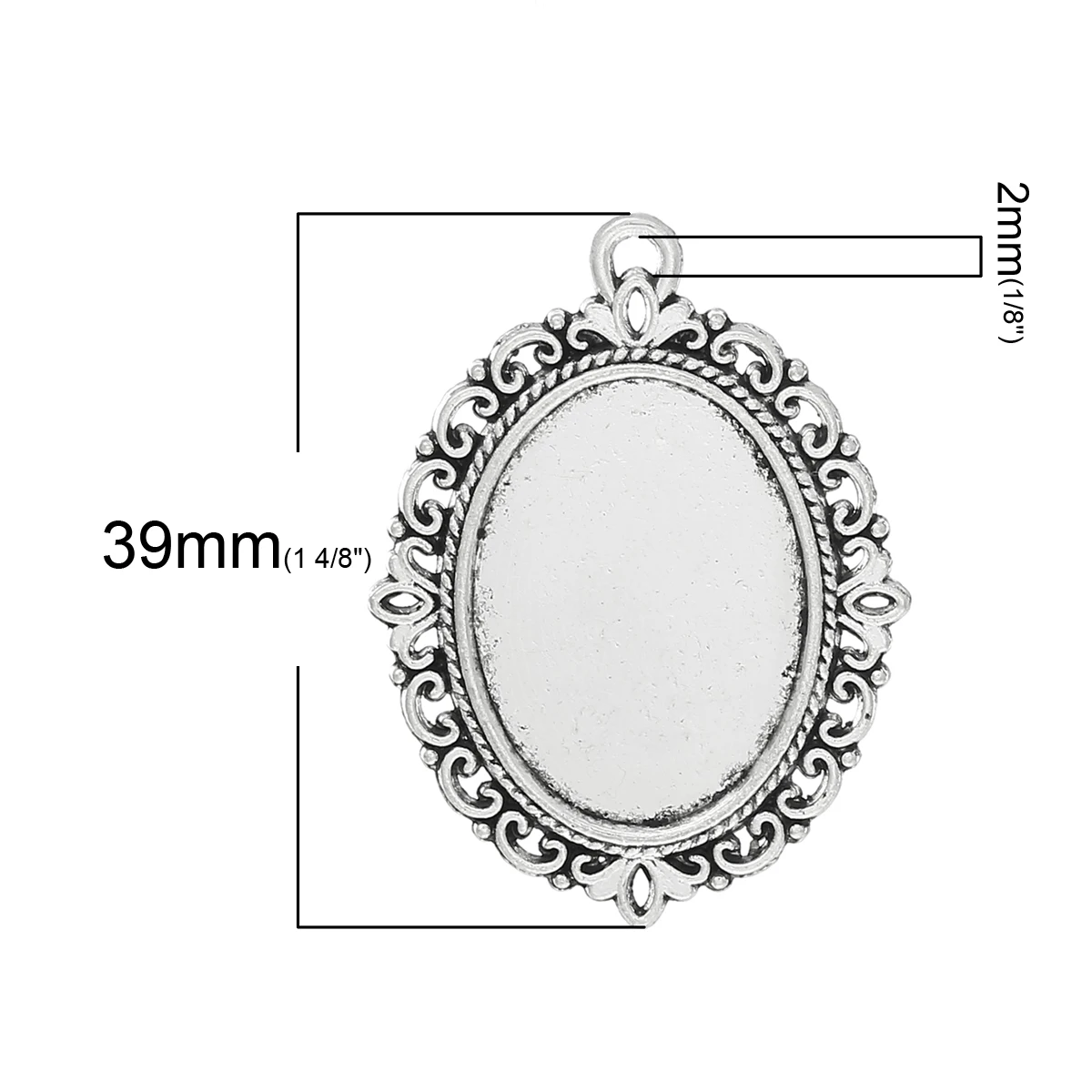 DoreenBeads 3 Серебристый Овальный Цветок рамка бусины настройки 39x29 мм результаты