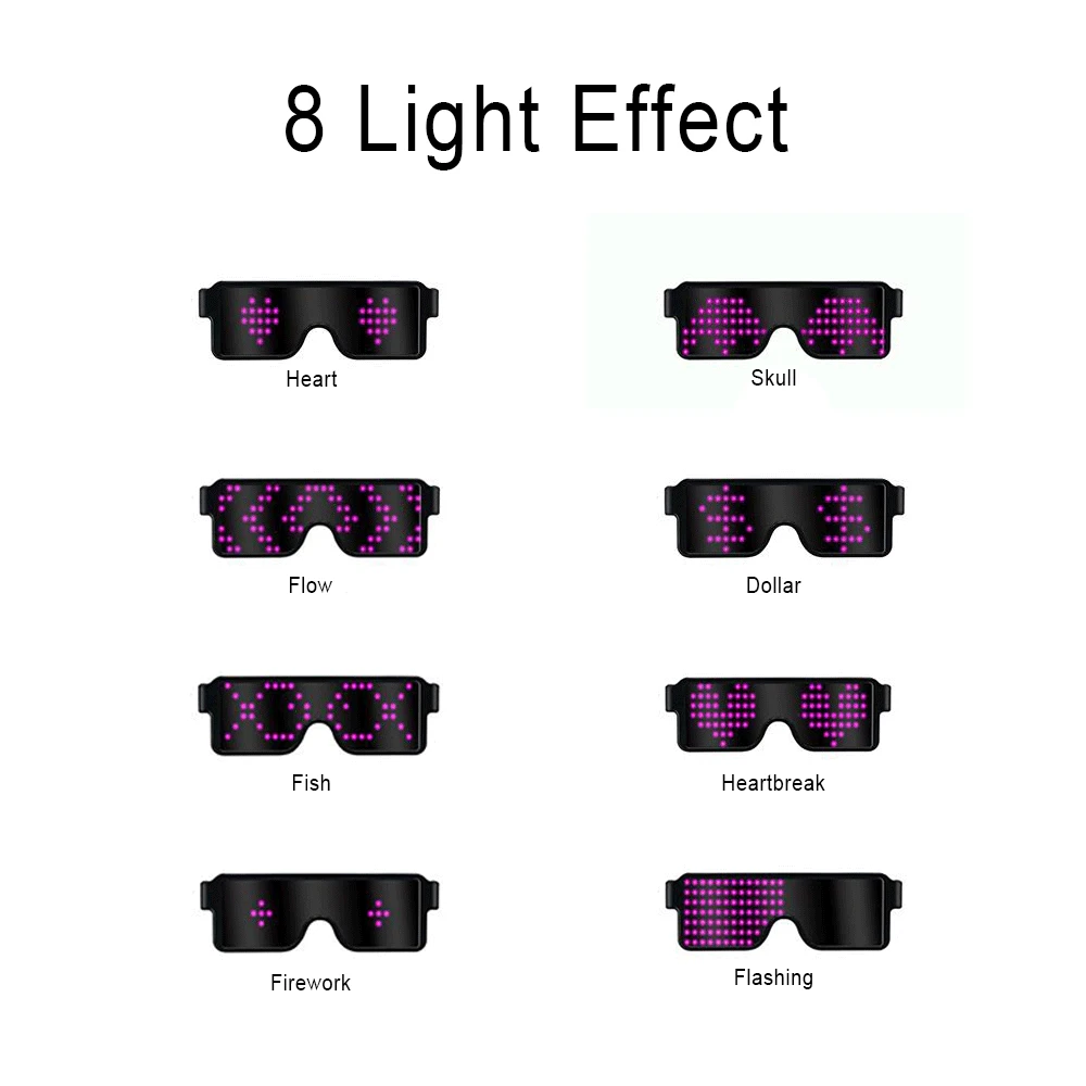 8 режимов вспышки Led очки фестиваль светящийся светодиодный светильник светящиеся вечерние очки usb зарядка RGB солнцезащитные очки украшения Dropshippig