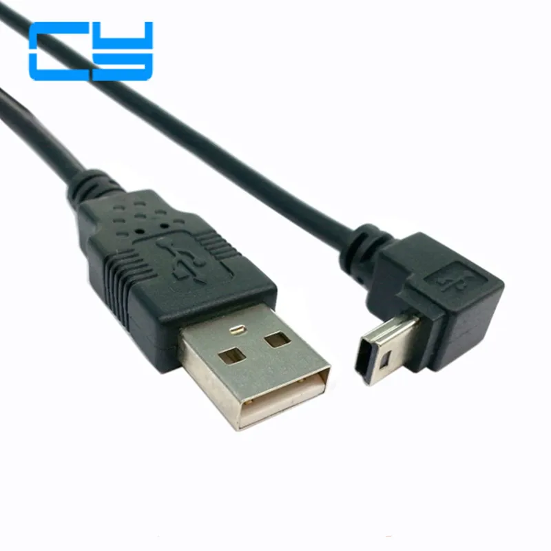

Down Angled 90 degree Mini USB 2.0 B type 5Pin Male to USB male data cable 0.5m