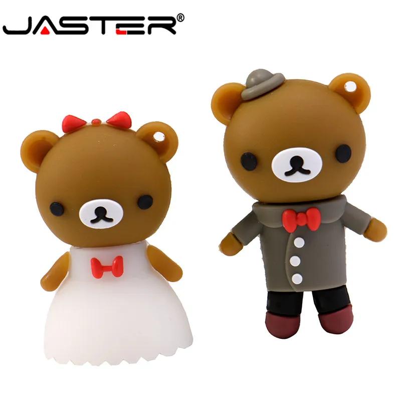 JASTER Горячая Мода креативный мультфильм Свадебный Медведь usb 2 0 реальная емкость