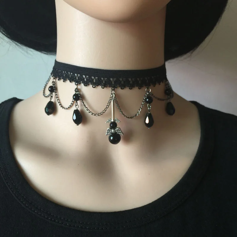 Vintage Gothic Black Lace Retro Choker Collar Necklace Charm Pendant Jewelry | Украшения и аксессуары