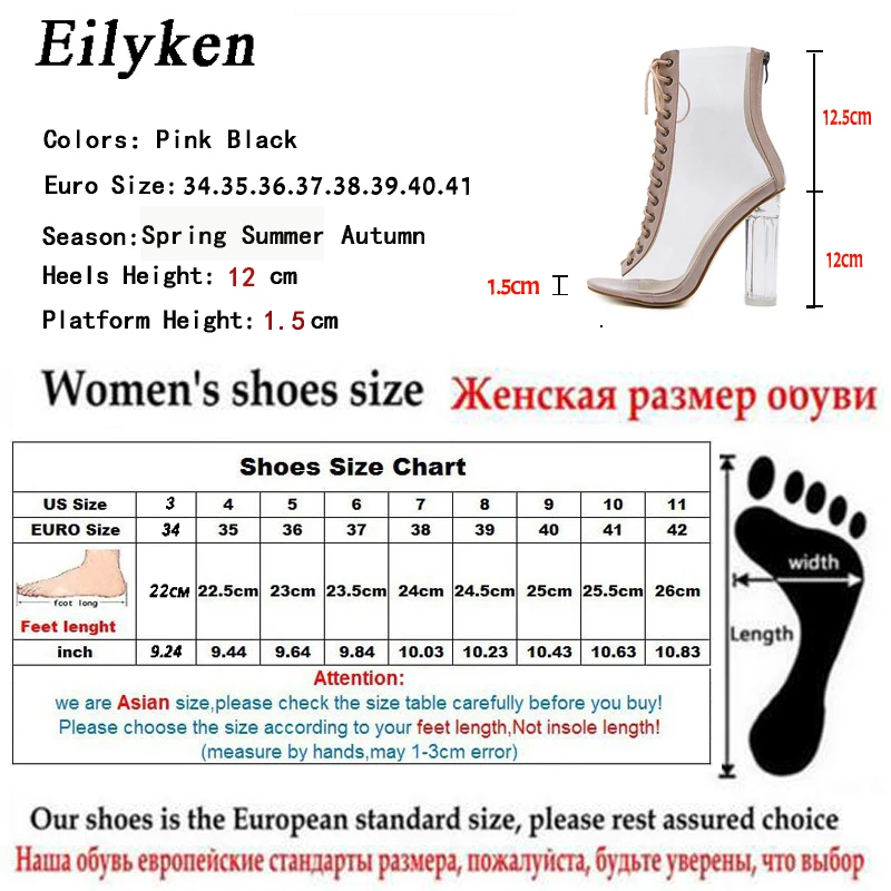 Eilyken/пикантные прозрачные сапоги из пвх Босоножки Обувь с открытым носком на