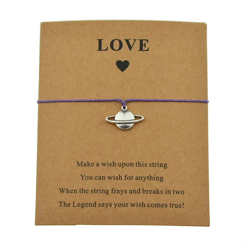 Женские браслеты с надписью Wish Love Card подарочные украшения в виде Юпитера урана