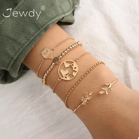 5 pcsset fashion bohemian buddha leaf earth map cuff gold chain charm bracelet bangle for women gold bracelets femme jewelry