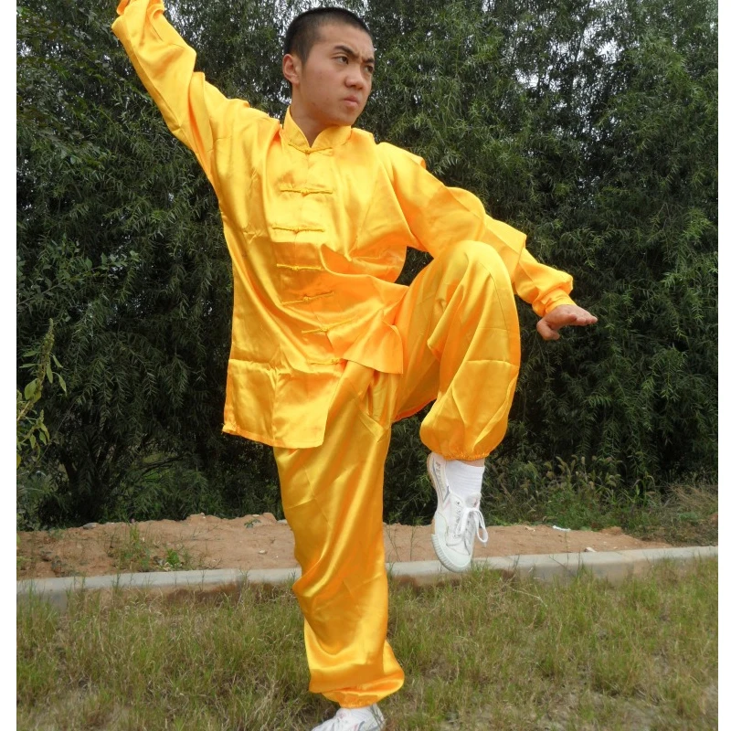 Мужская униформа aiкутami Wushu костюм Тай Чи однотонные свободные рубашки с длинным