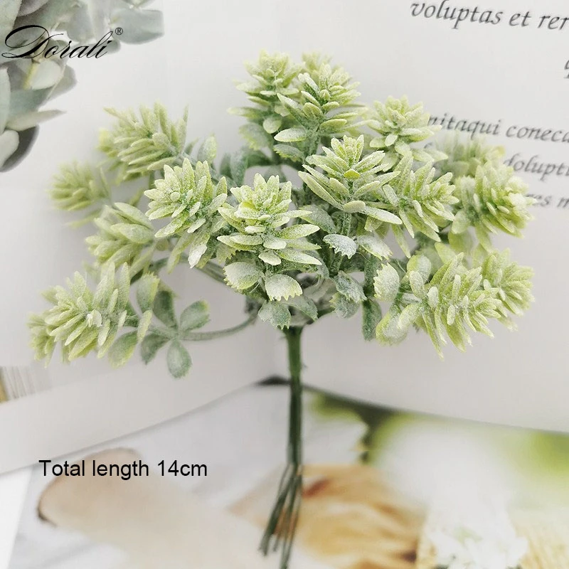 green 6 шт. мини искусственное суккулентное растение DIY ручной работы Искусственные цветы Рождественская декоративная трава искусственные цветы для скрапбукинга венок дешево - Цвет: green