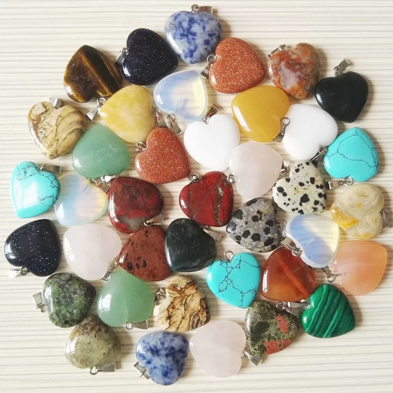 Подвеска из натурального камня в форме сердца 20 мм 50 шт./лот|stone pendant|pendant for