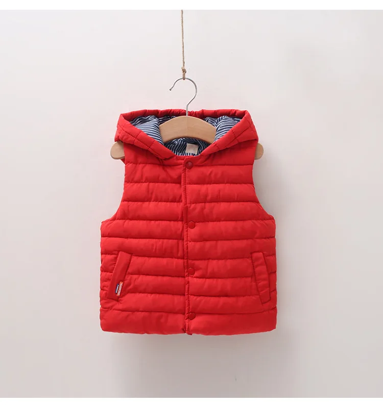 2018 осень и зима Новые Детские с капюшоном хлопковый жилет на пуху для мальчиков